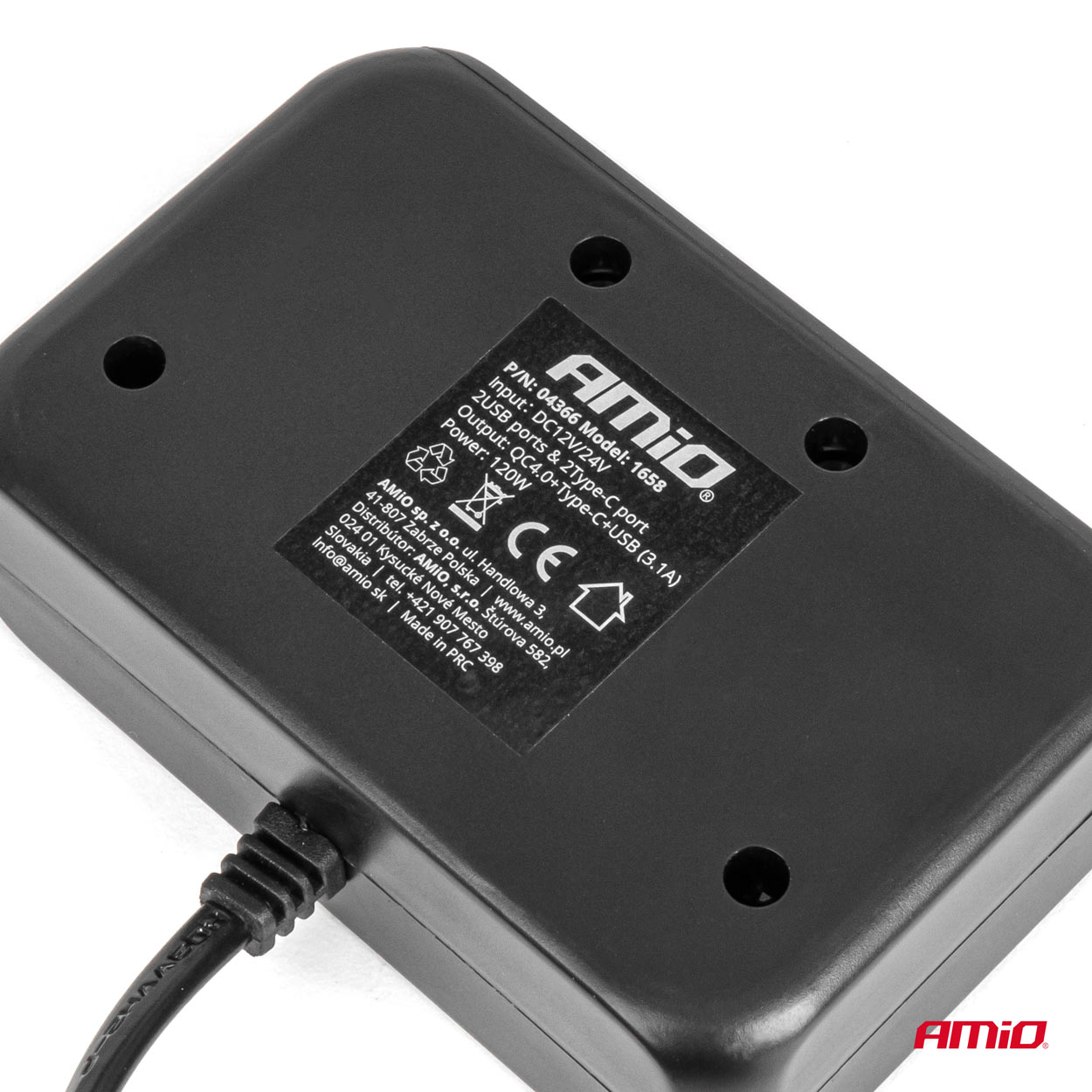 Rozdzielacz gniazda zapalniczki z ładowarką 2x USB-A 1x USB-C QC4.0 12 V 24 V 120 W 80 cm — ujęcie 5