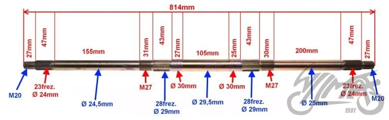 Oś tylna do ATV — 814 mm — wersja B — ujęcie 2