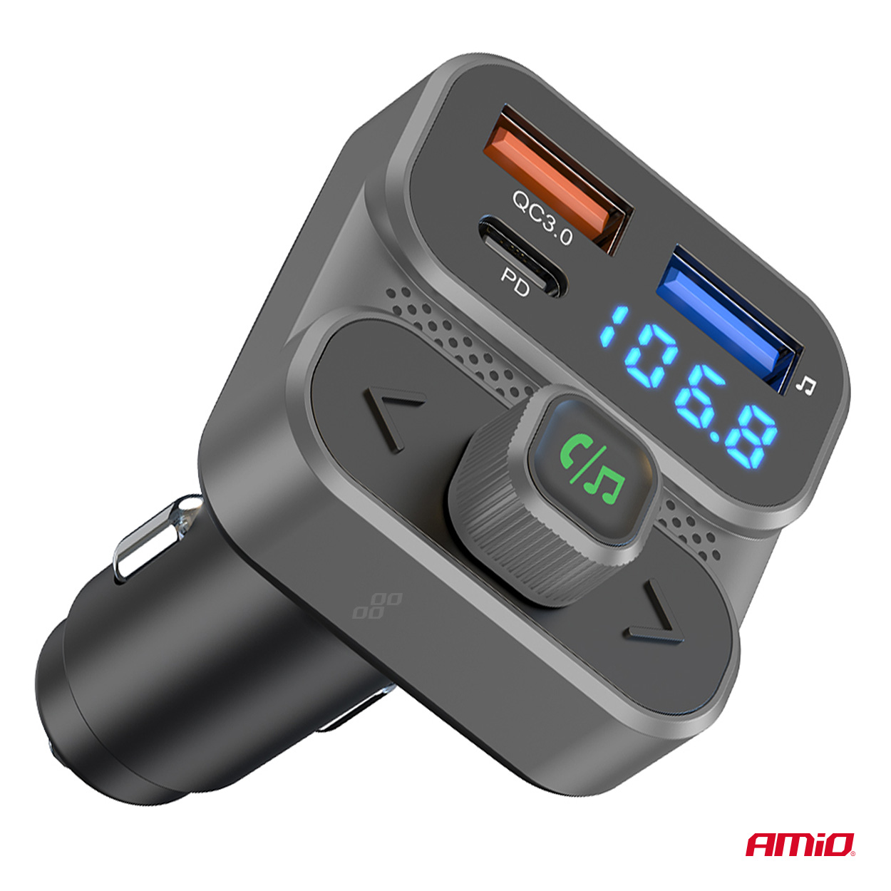 Transmiter samochodowy FM 2×USB-A 1×USB 12 V 24 V — ujęcie 7