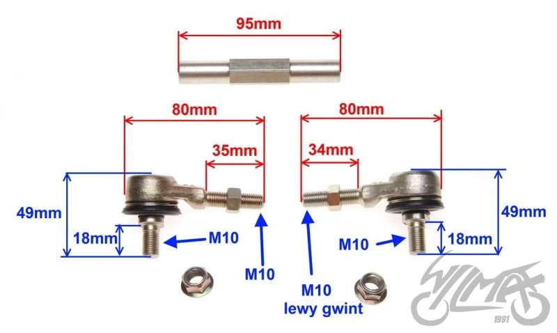 Drążek kierowniczy z końcówkami mini ATV 110 — ujęcie 2