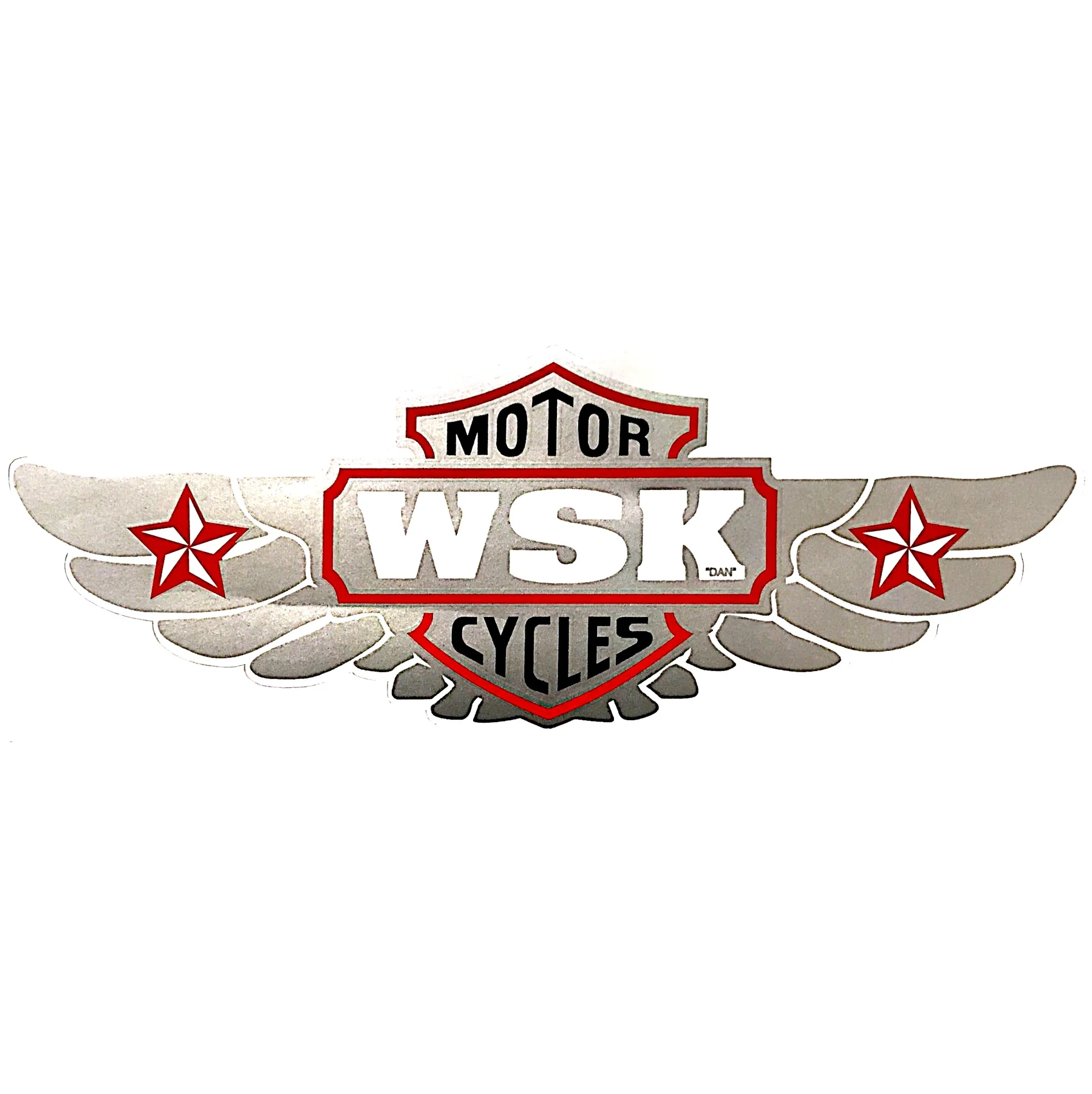 Naklejka WSK motor cycles srebrna PL — ujęcie 1