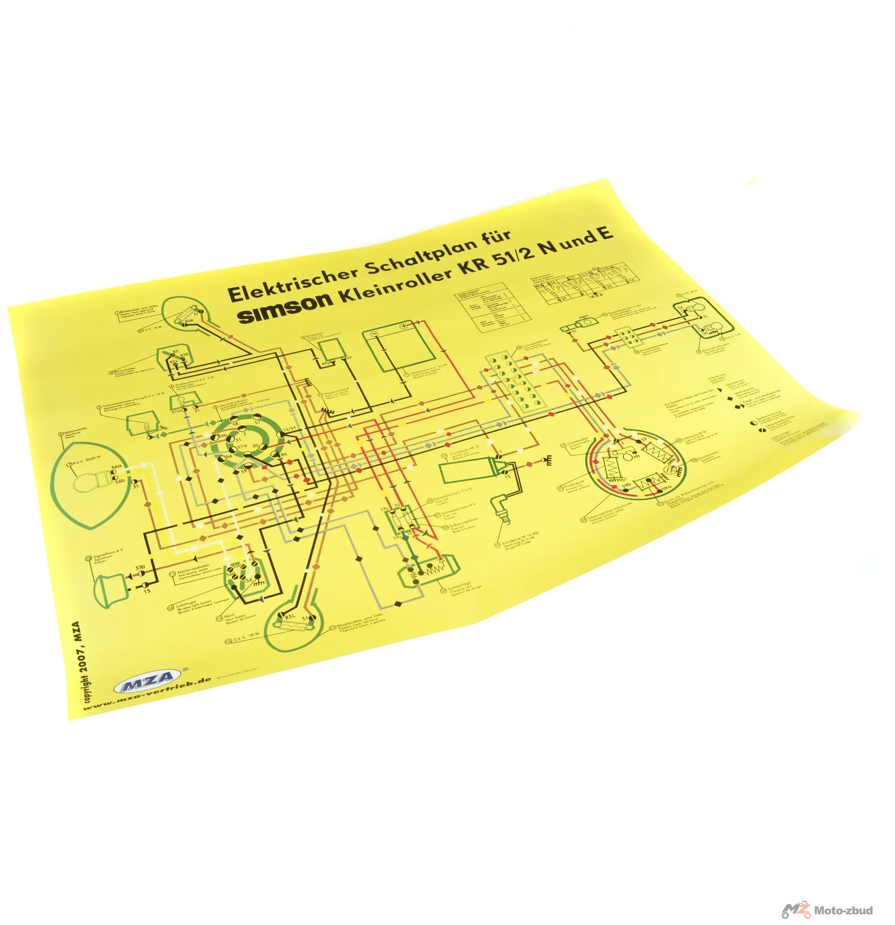 Plakat schemat instalacji Simson KR51/2N KR51/2E MZA