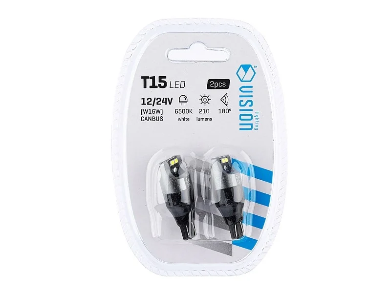 Żarówka W16W T15 12V/24V 4xLED SMD3020 CANBUS NONPOLAR biała VISION (2szt.) — ujęcie 3