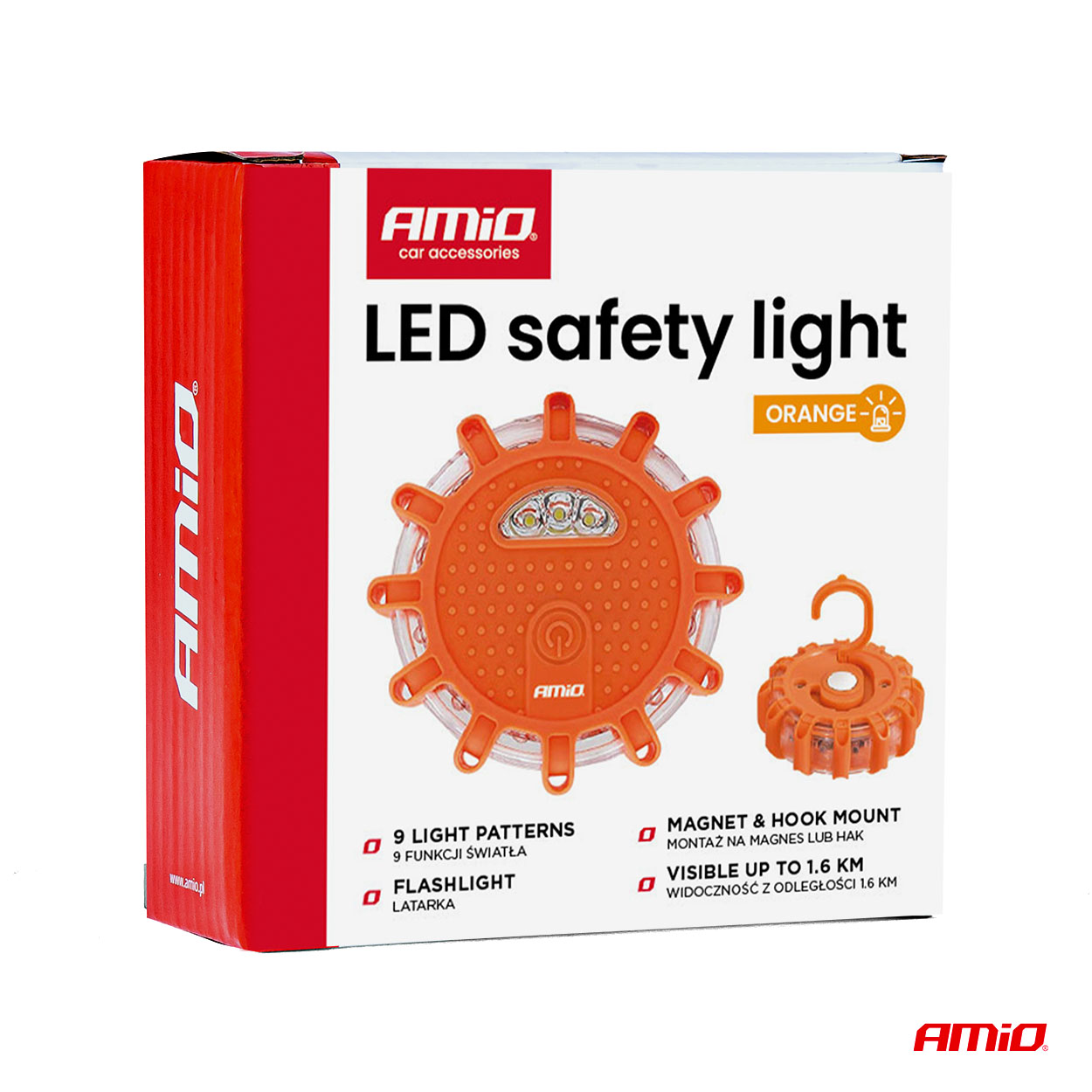 Lampa ostrzegawcza awaryjna z funkcją latarki 3xAAA IP65 12SMD + 3SMD światło pomarańczowe — ujęcie 8