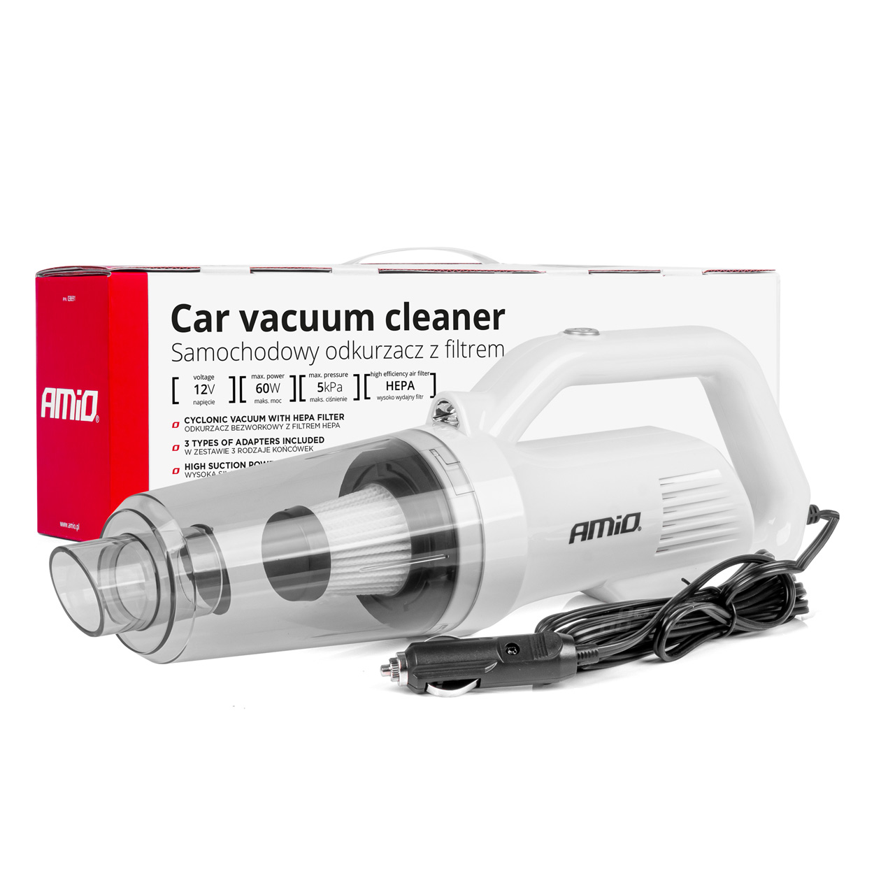Odkurzacz samochodowy 12 V 60 W HEPA 5kPa