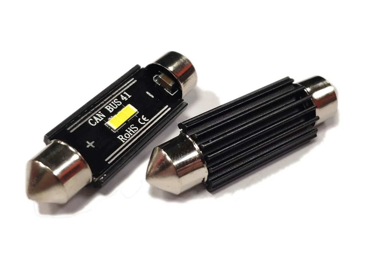 Żarówka rurkowa SV8.5 12V/24V 41mm SMD UltraBright 1860 Festoon CANBUS bipolarna biała AMIO (2szt.) — ujęcie 2