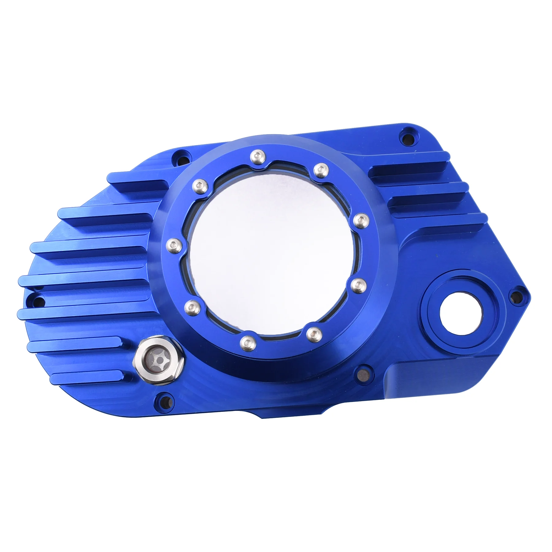 Pokrywa silnika Simson S51 SR50 lewa aluminium CNC clear niebieska + śruby DPR Performance — ujęcie 6