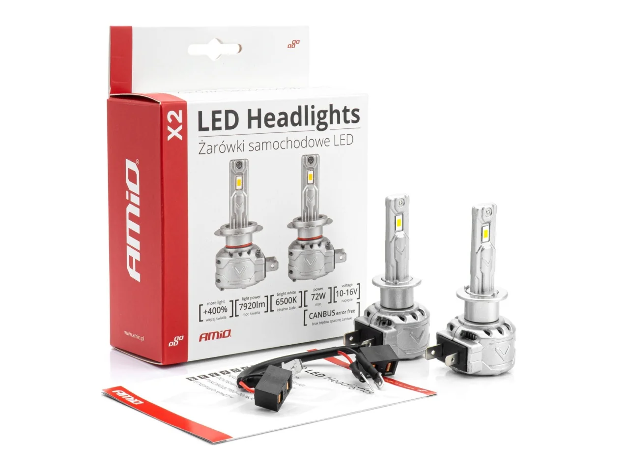 Żarówki samochodowe H1 LED X2 Series AMIO — ujęcie 3