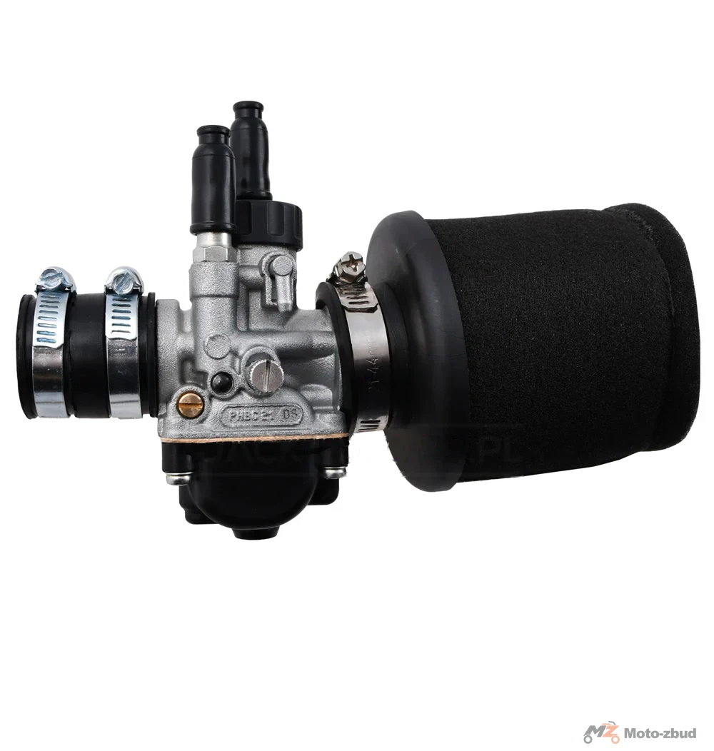 Gaźnik WSK 125 21 mm + króciec + filtr powietrza gąbka Dellorto italy · ssanie ręczne — ujęcie 5