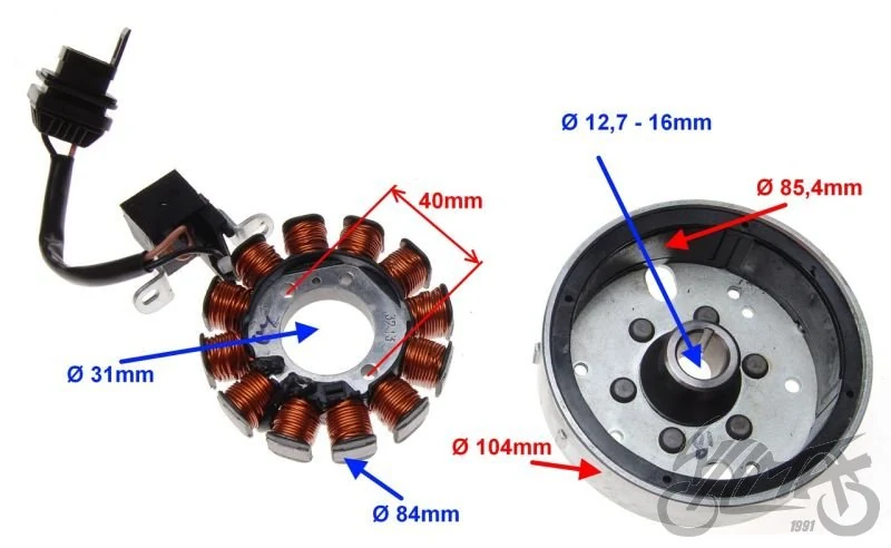 Stator iskrownik + koło magnesowe do Piaggio Zip 50 4T — ujęcie 2