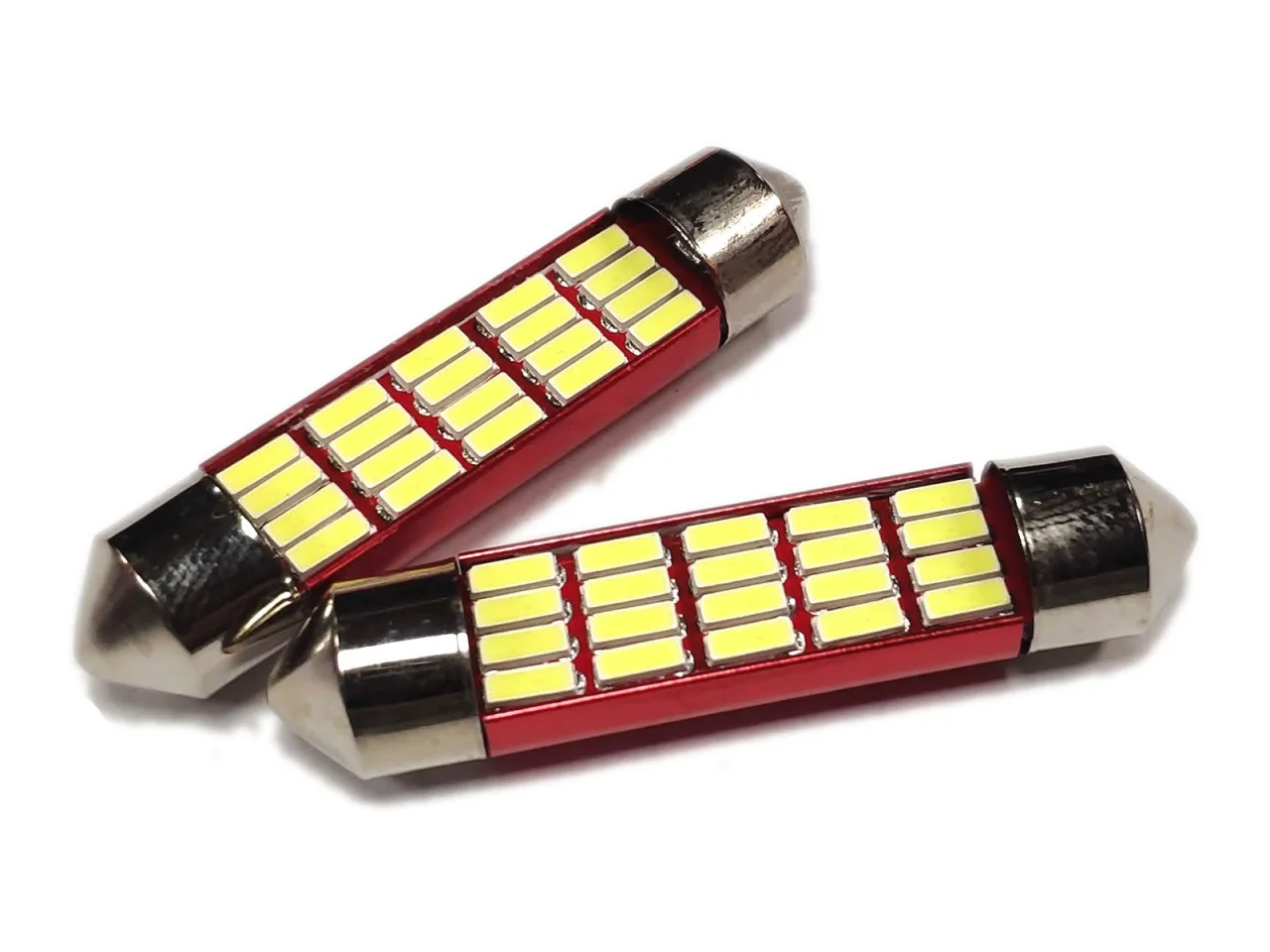 Żarówka rurkowa SV8.5 12V/24V 41mm 20xSMD4014 LED Festoon CANBUS biała AMIO (2szt.) — ujęcie 3