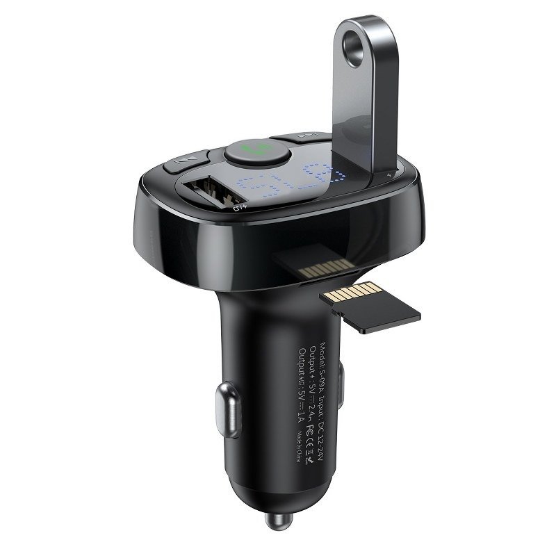 Transmiter FM do samochodu BASEUS 2x USB, Bluetooth - czarny — ujęcie 2
