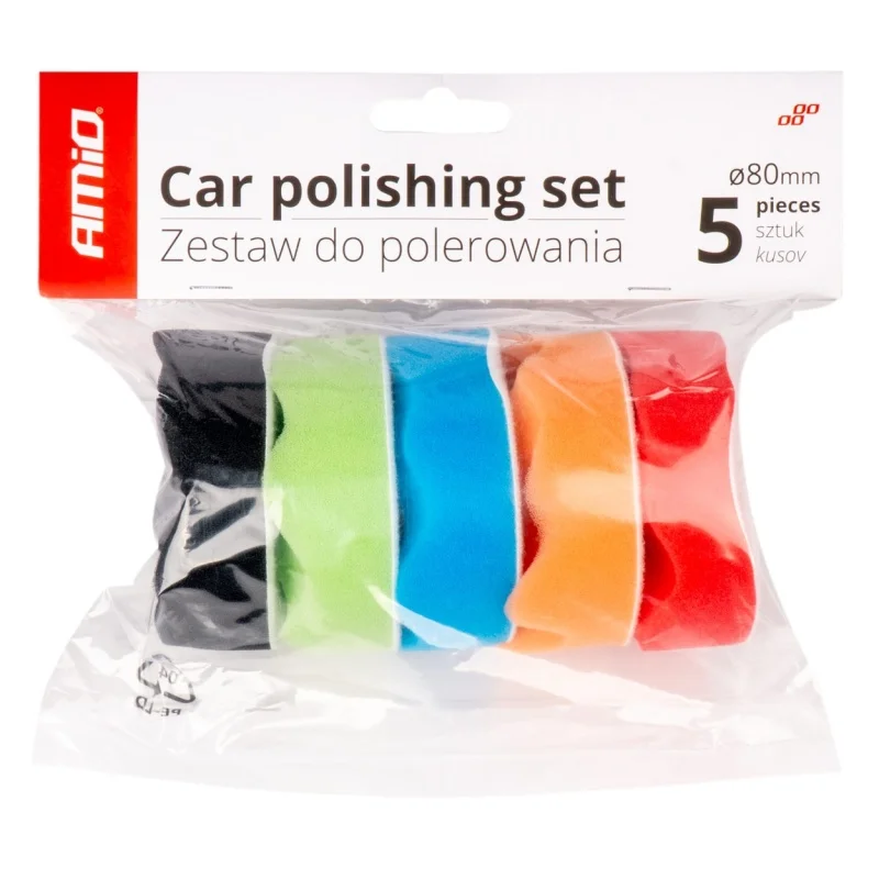 Zestaw gąbek do polerowania gąbki polerskie na rzep 5 el. 80mm — ujęcie 2