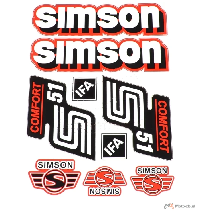 Naklejka Simson S51 comfort czerwona kpl.