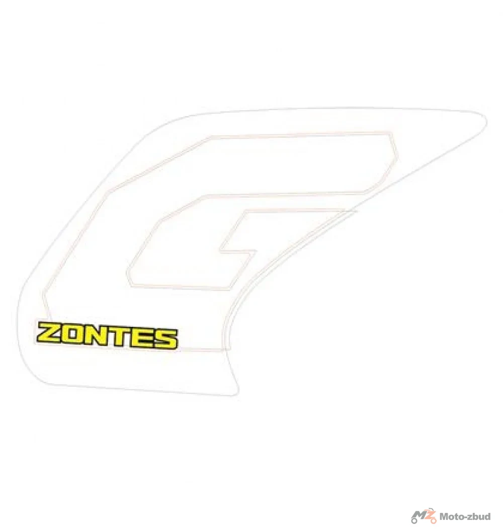 Naklejka na zbiornik paliwa żółta lewa (przód) (nr kat.1210312-427000) (Zontes ZT 125-GK)