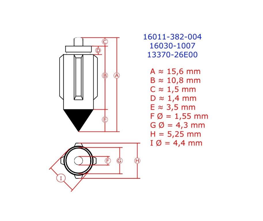 Zaworek iglicowy K4 kawa Honda/SUZ MLINE 16030-1007/K4 — ujęcie 2