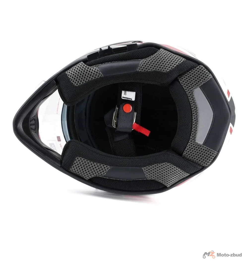 Kask VCAN model H331 ridge white/Black enduro z szybą i blendą biało-czerwono-czarny S — ujęcie 7