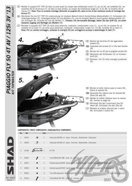 Stelaż kufra centralnego SHAD do Piaggio Fly 50 / Fly 125 / Fly 150 — ujęcie 4