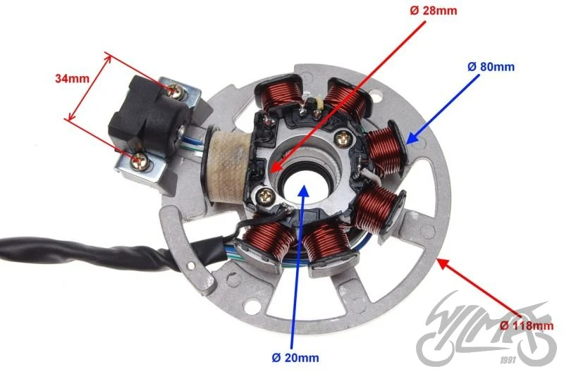 Stator zapłonu 6 przewodów 2T — Keeway Hurricane / Keeway Focus — ujęcie 2