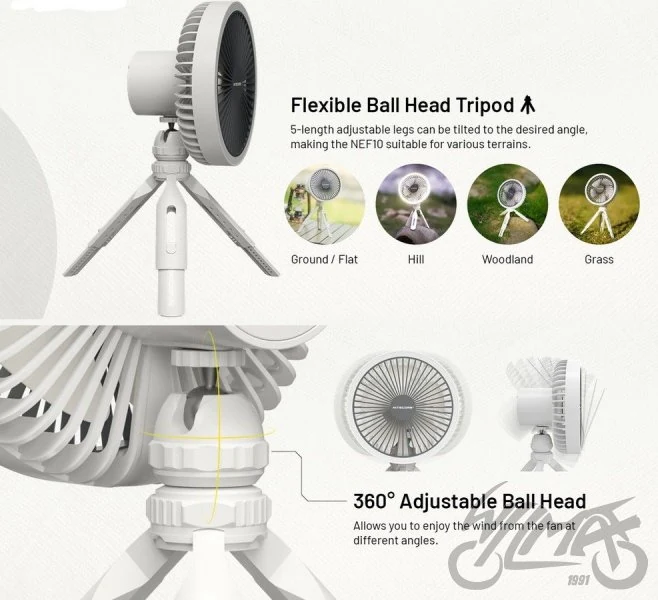 Wentylator + lampa LED Nitecore NEF10 szary — ujęcie 3
