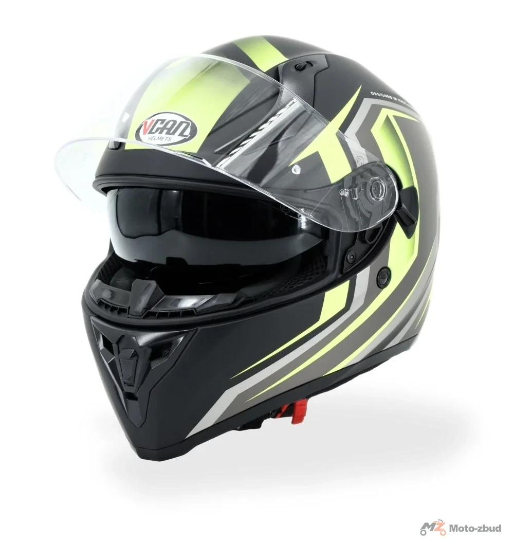Kask VCAN model H128 gravity-fluo yellow integralny z blendą czarny mat-żółty S — ujęcie 2