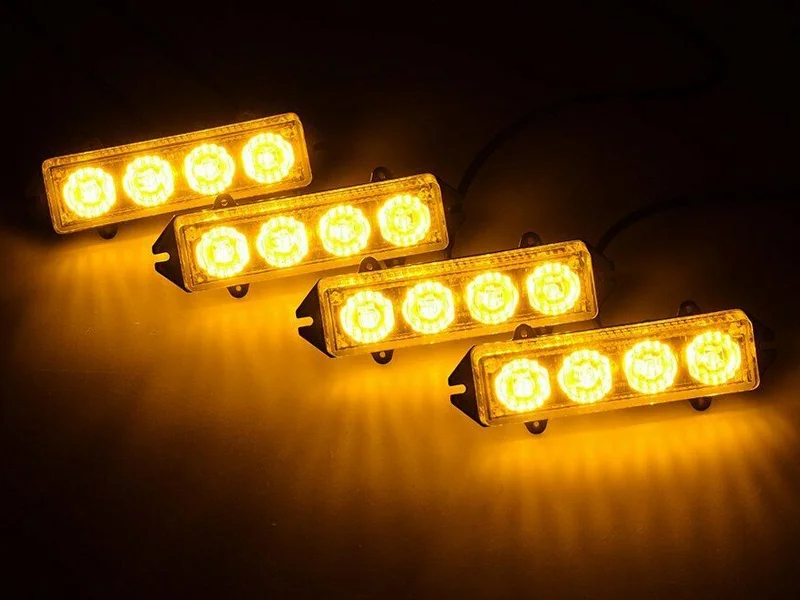 Światła stroboskopowe / stroboskopy ostrzegawcze 4x4 LED 12V 16W — ujęcie 3