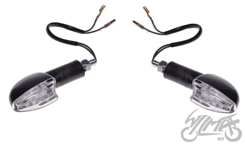 Kierunkowskazy LED carbon, biały klosz 12 V 1 W — para AM1329