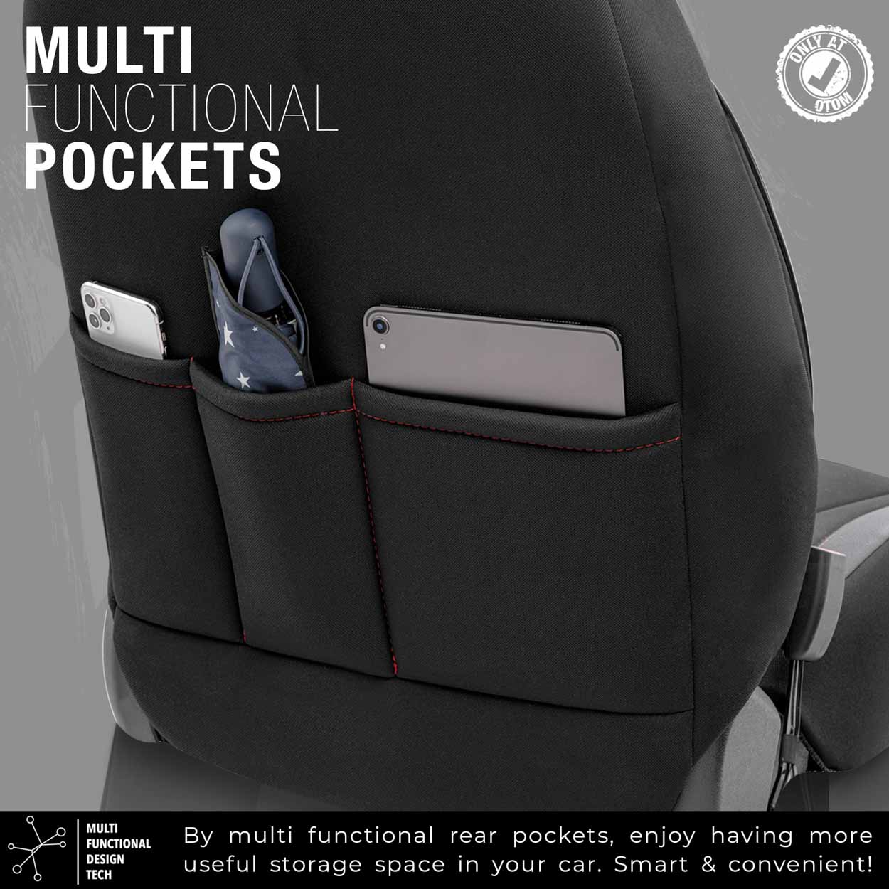 Komplet pokrowców na fotele samochodowe OTOM LIMITED 101 BLACK/RED 3-ZIP — ujęcie 6