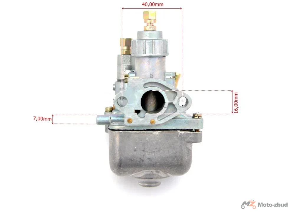 Gaźnik 2T 16N3 18 mm 50 cm³, Simson S51 (cienka przepustnica, ssanie na linkę) — ujęcie 4
