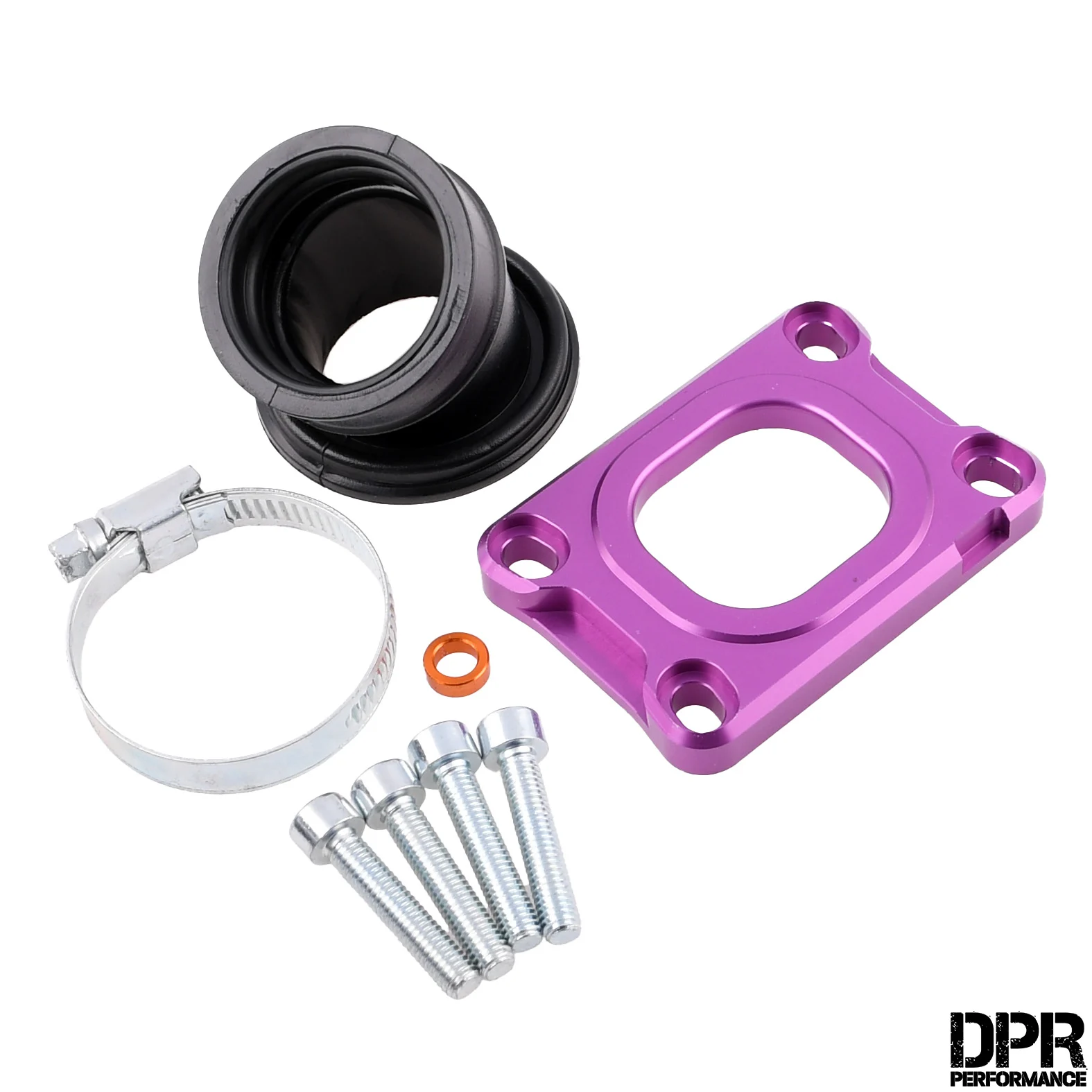 Króciec ssący DPR Performance 360 19-28 mm CNC fioletowy Minarelli AM6 / Derbi Senda LC — ujęcie 1