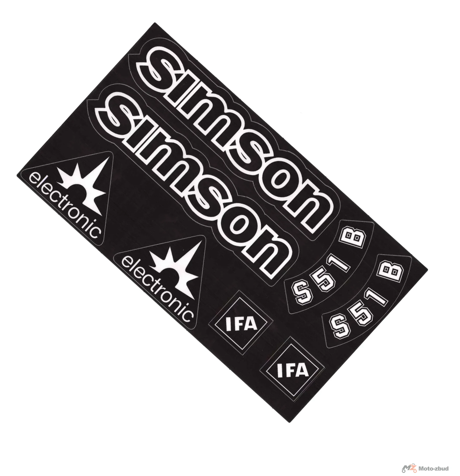 Naklejka Simson pokrywy i zbiornika S51 b electronic IFA czarna / transparentna ciemna premium kpl.