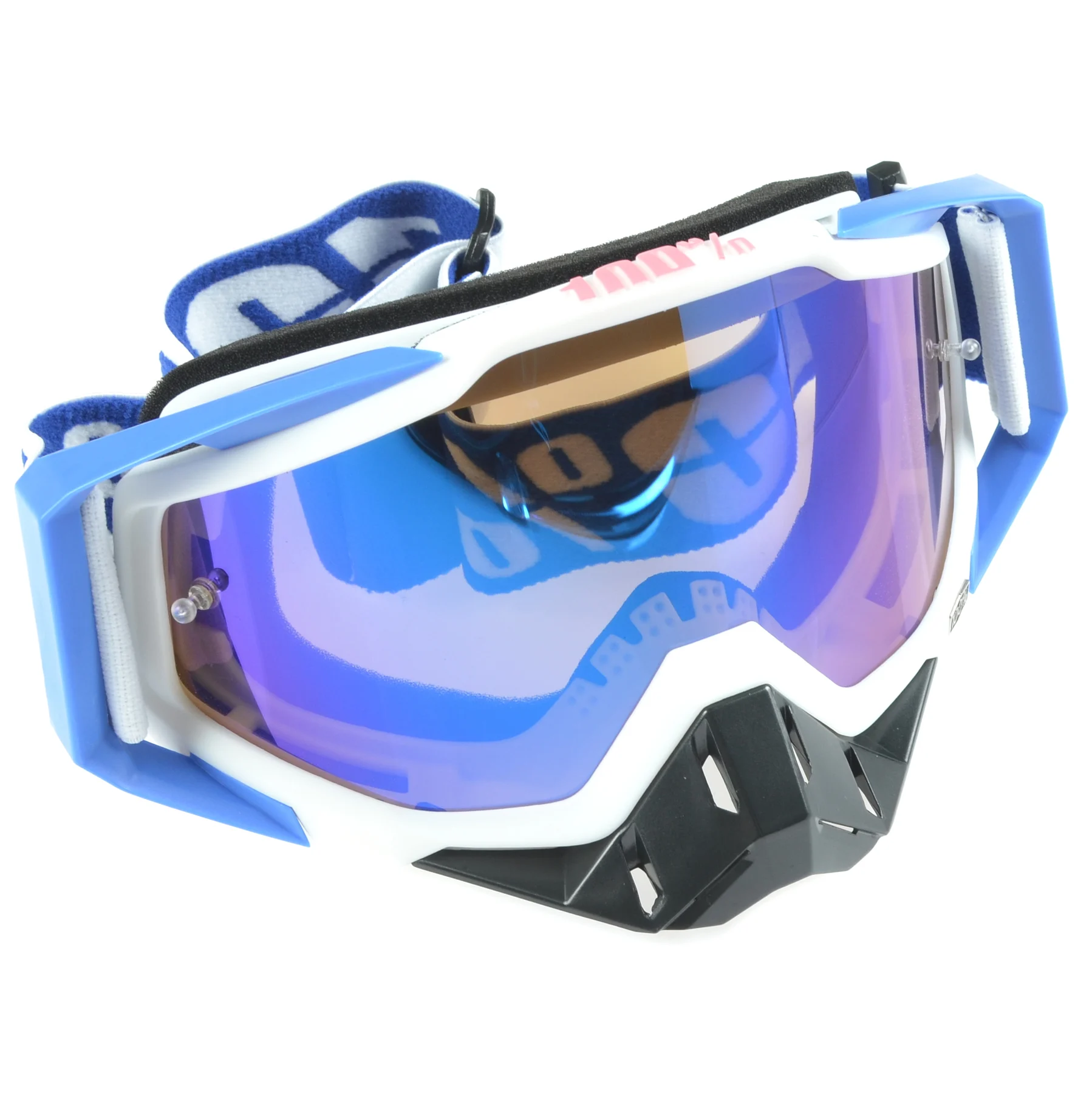 Gogle Replika biało niebieskie blue lens