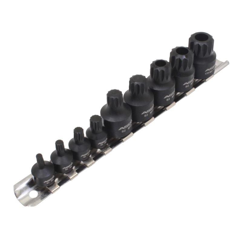 Zestaw nasadek trzpieniowych udarowych XZN niskie 1/4" 3/8", 9 elementów ASTA A-1M9TSB — ujęcie 2