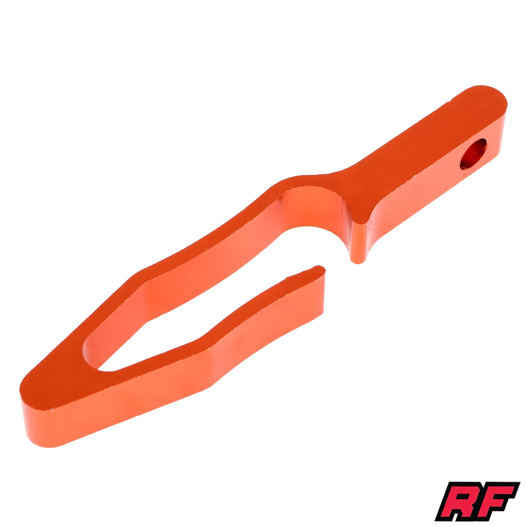 Uchwyt linek / przewodu hamulcowego uniwersalny aluminium CNC anoda pomarańczowy V2 Racing Force — ujęcie 1