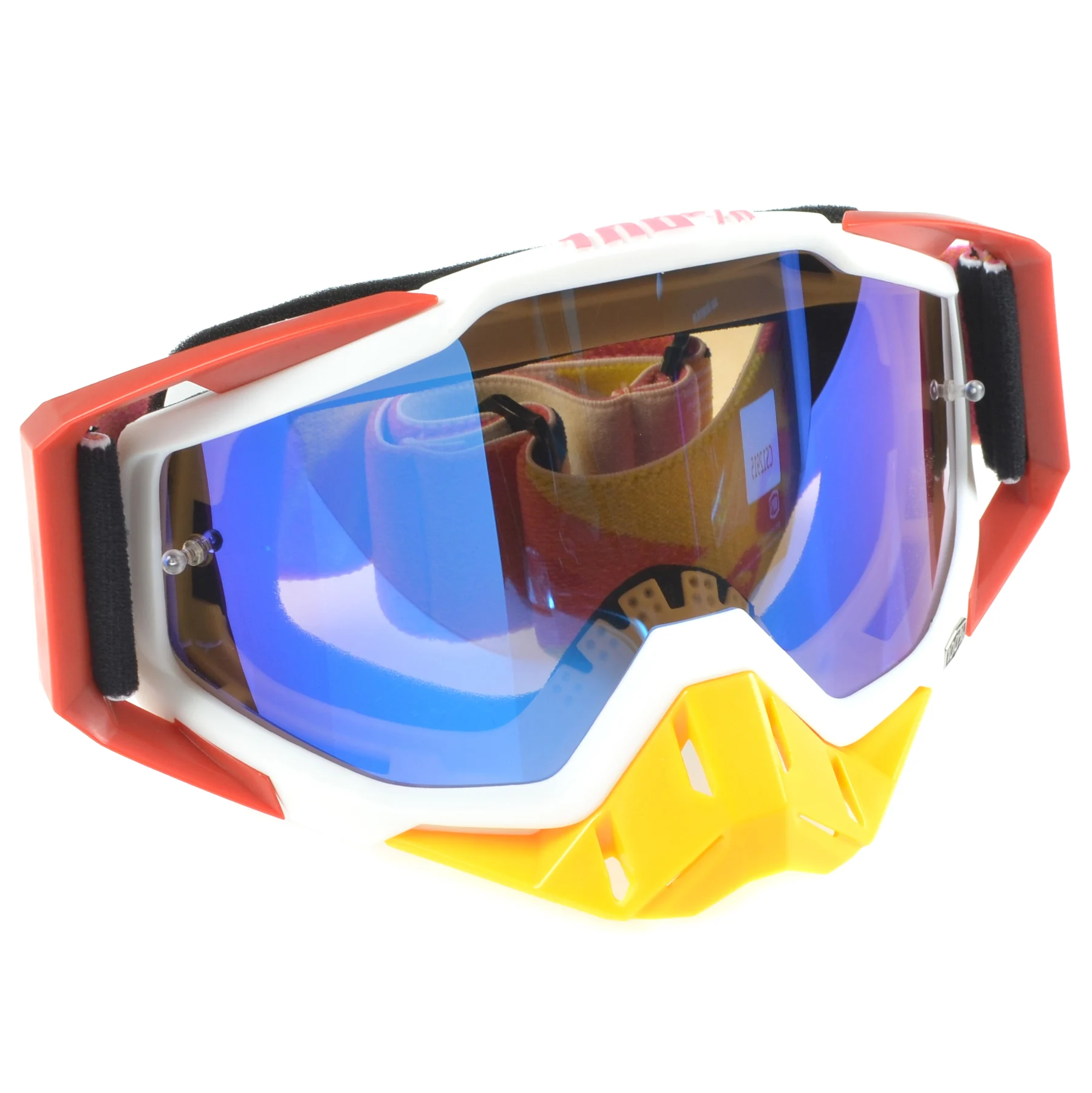 Gogle Replika biało czerwone blue lens