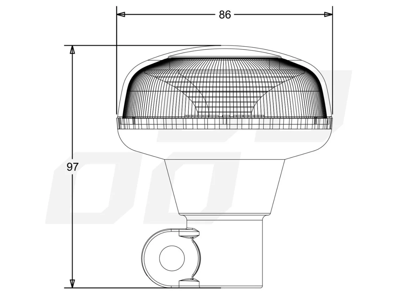 Lampa ostrzegawcza R65 R10 18LED 12/24V IP56 na trzpień — ujęcie 3