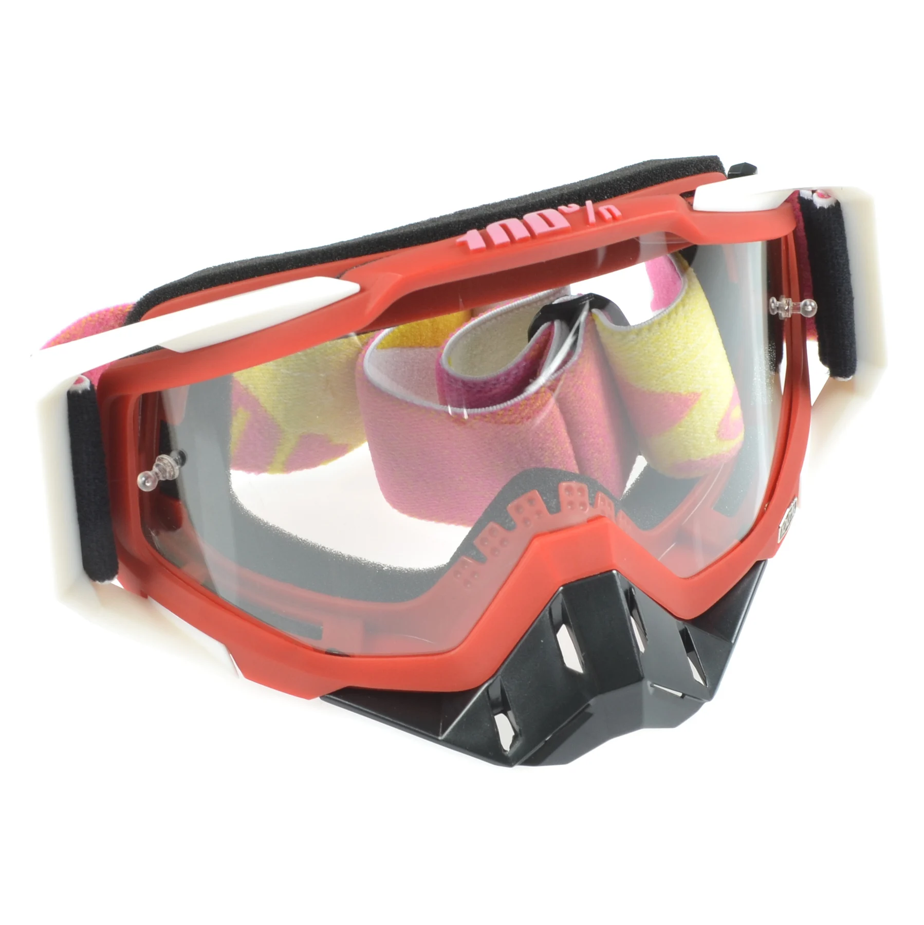 Gogle Replika czerwono białe transparent lens