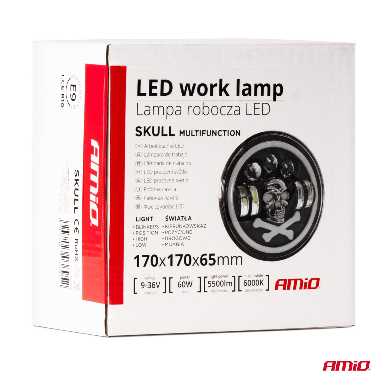 Lampa robocza LED SKULL czaszka dodatkowa ozdobna 12 V 24 V — ujęcie 6