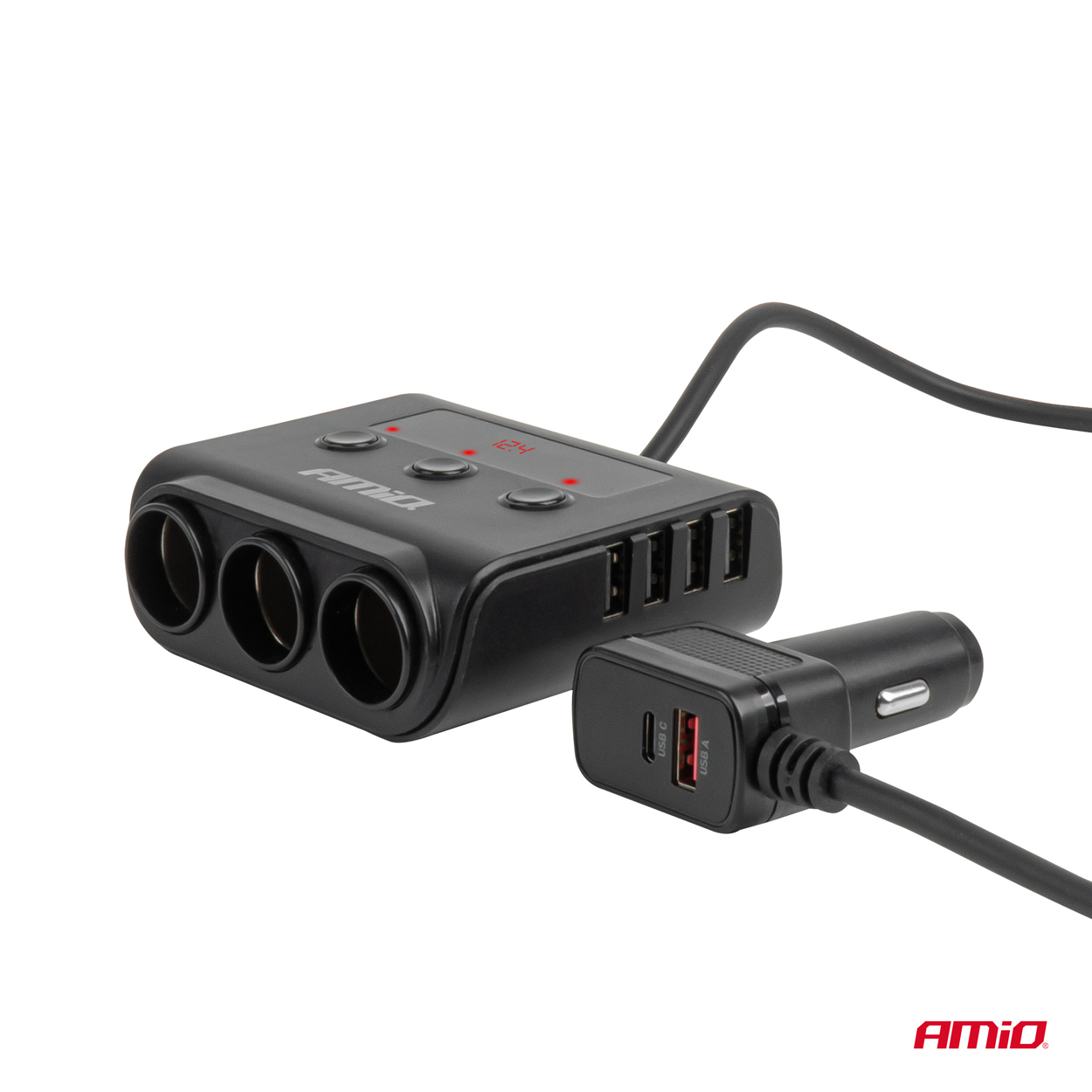 Rozgałęźnik gniazda zapalniczki z ładowarką 4xUSB-A QC3.0 PD 3.0 180 W — ujęcie 5