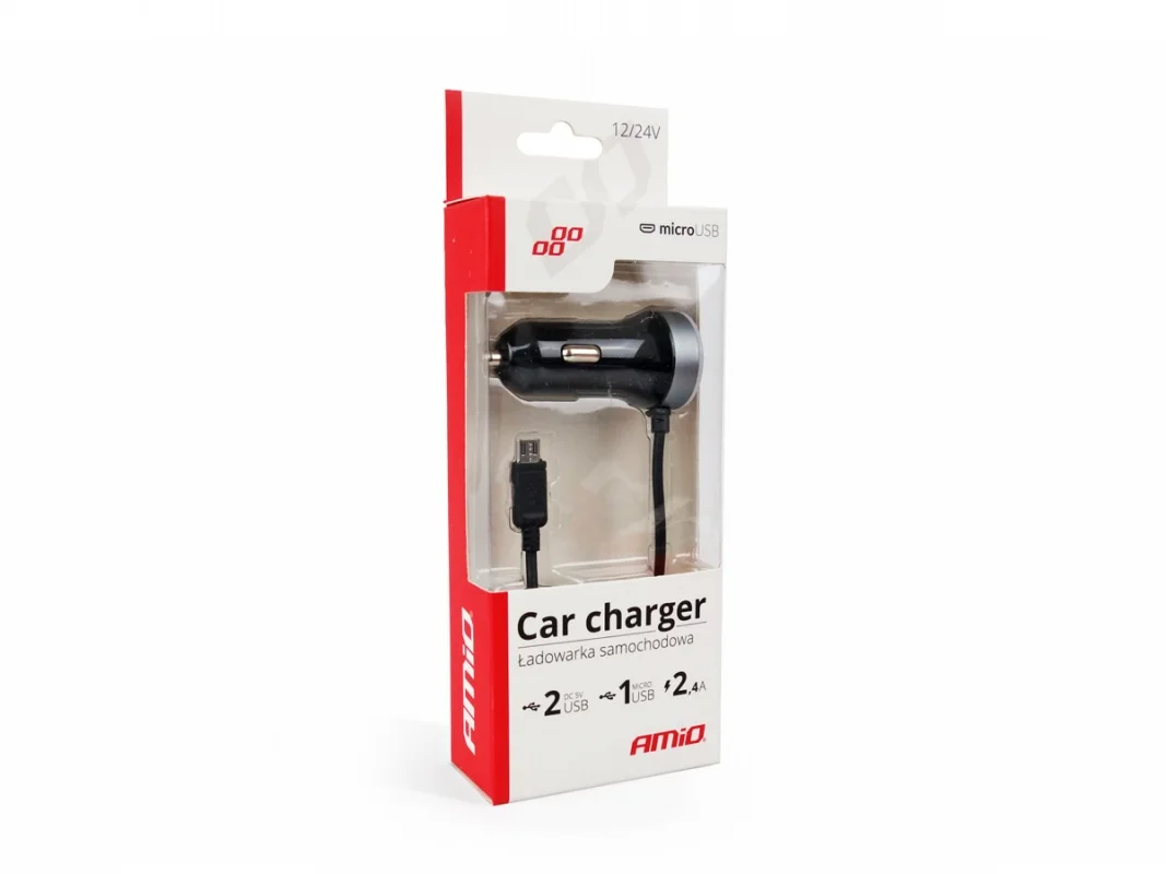 Ładowarka AMIO 12/24V 2xUSB + 1x microUSB — ujęcie 2