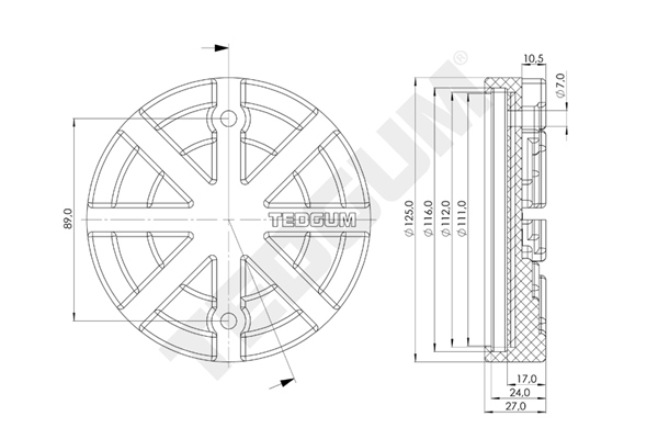 Podkładka podnośnika 125 mm-zewn TEDGUM 00848878 — ujęcie 2