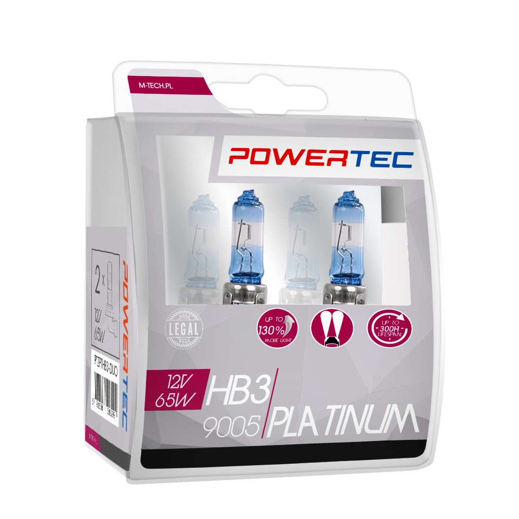 Żarówka halogenowa HB3 12 V DUO Power Platinum +130% M-Tech PTZPTHB3-DUO — ujęcie 3