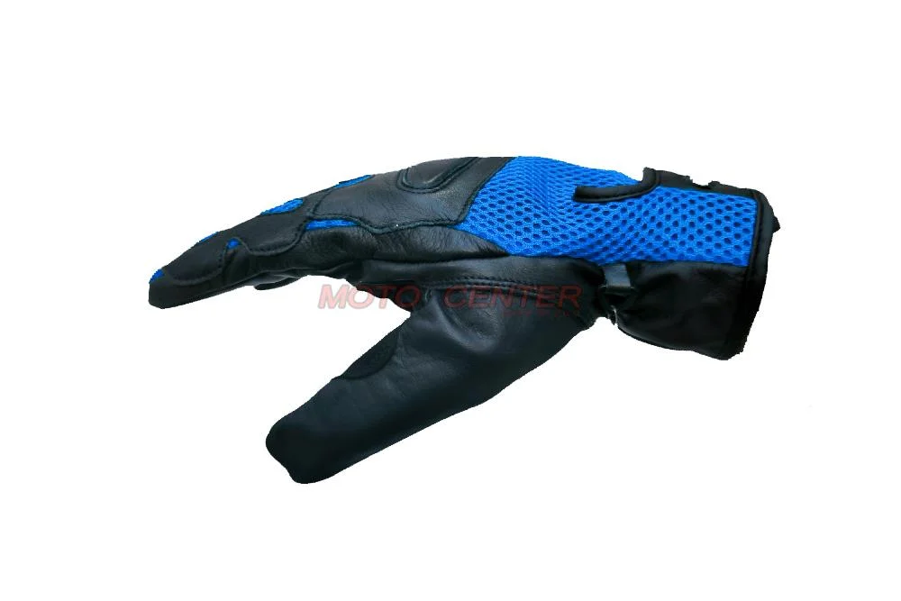Rękawice motocyklowe skórzane czarne/niebieskie XL — ujęcie 2