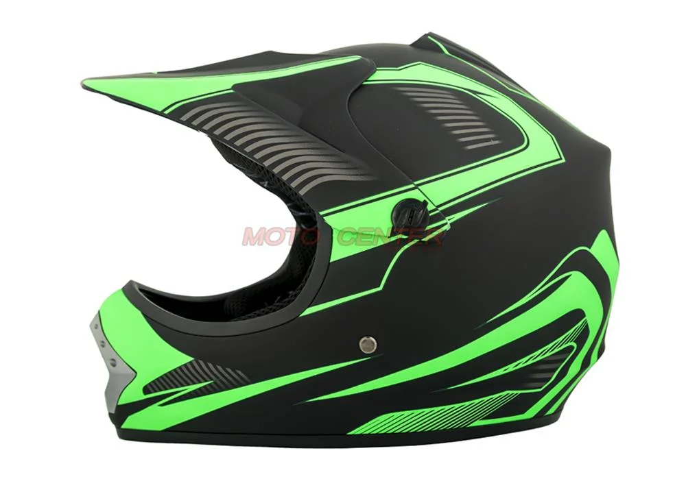 Kask crossowy MPX Dziecięcy WL-801A czarny mat/zielony XS — ujęcie 2