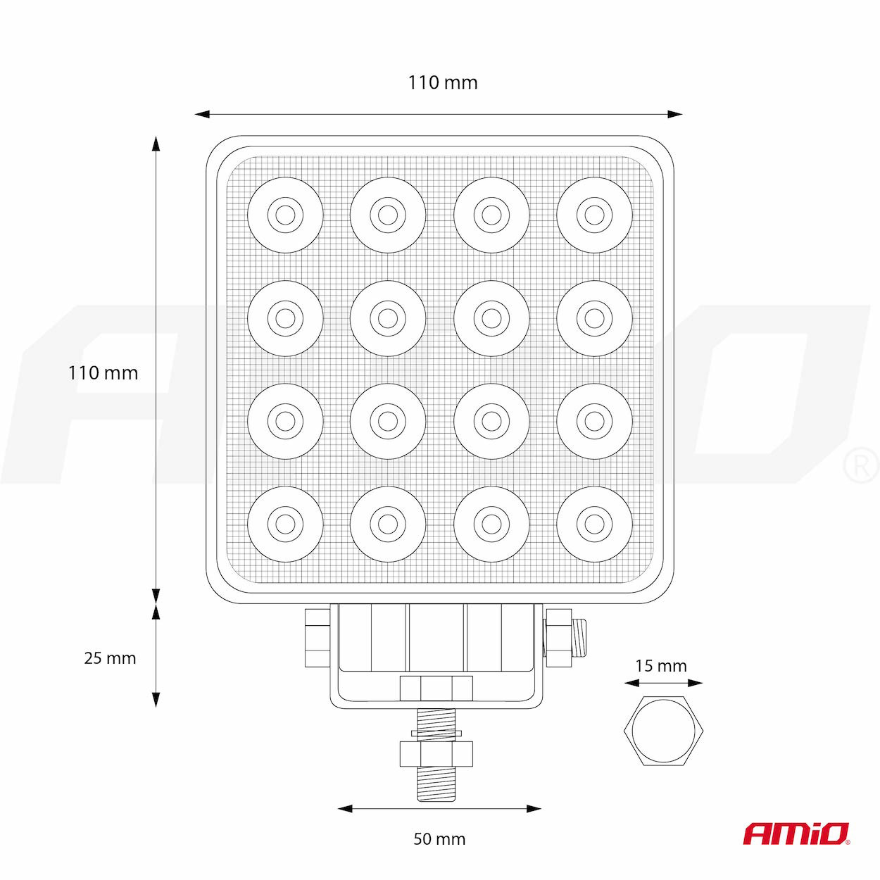 Lampa robocza LED szperacz AWL05 16 LED 12 V 24 V — ujęcie 12