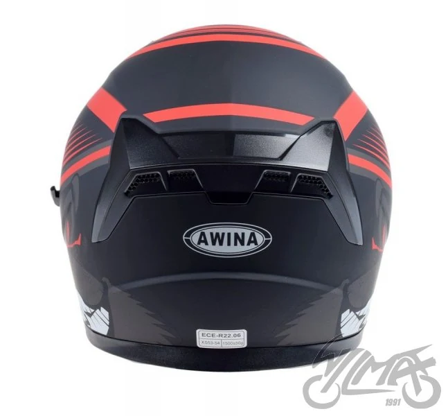 Kask otwarty Awina JK528, czarno czerwony mat — rozmiar S — ujęcie 4