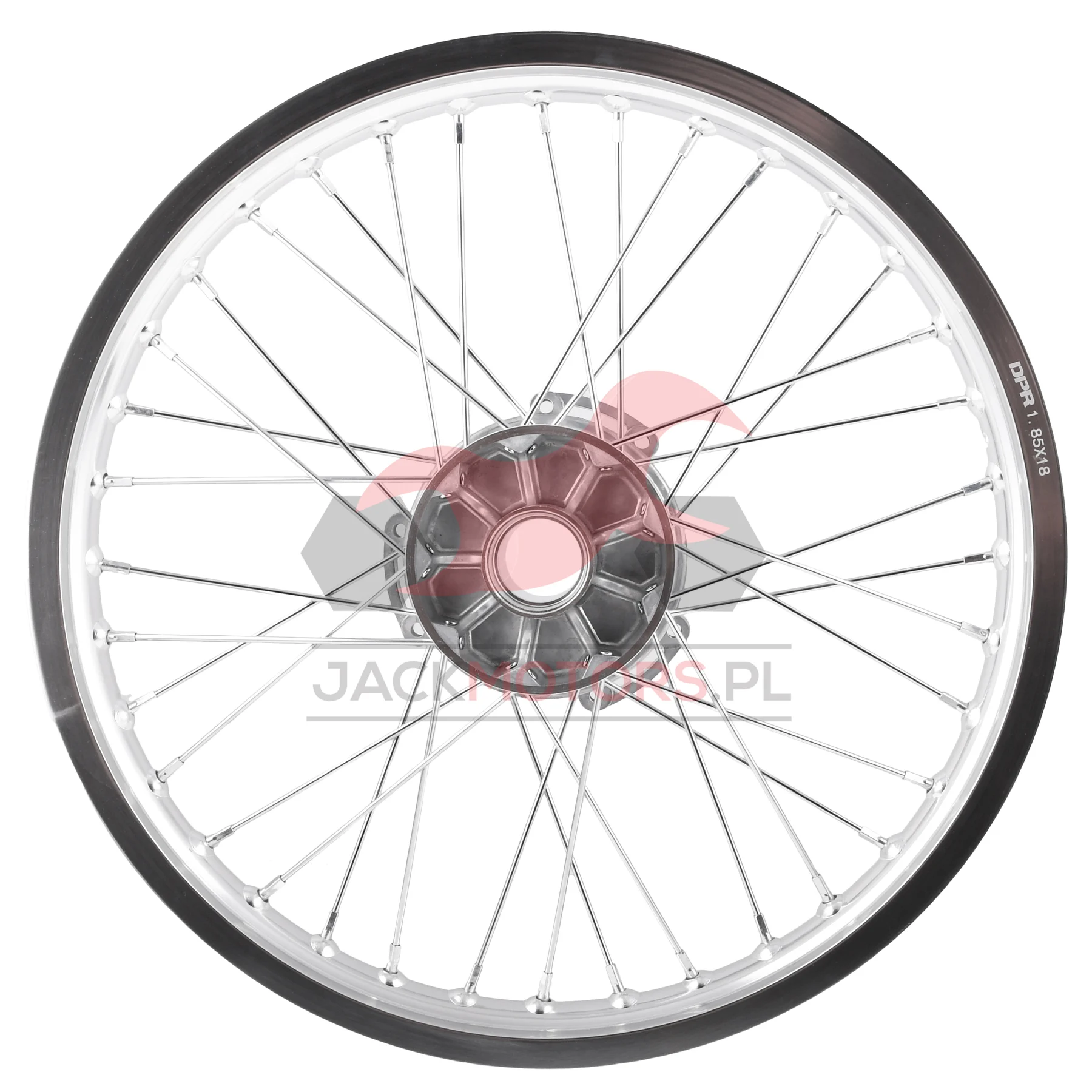 Koło jezdne przód MZ ETZ 1,85 × 18 aluminium DPR Classic hamulec tarczowy srebrna piasta + szprychy chrom — ujęcie 2