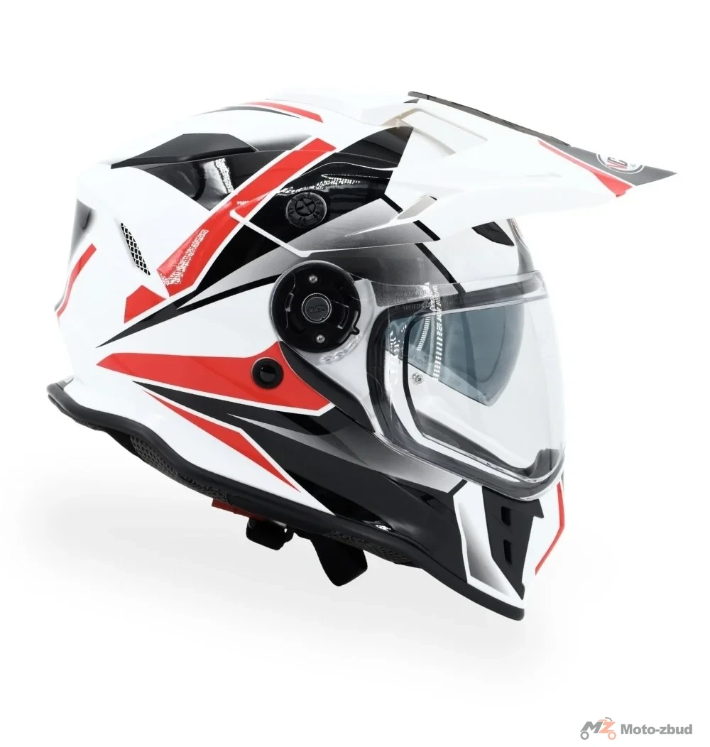Kask VCAN model H331 ridge white/Black enduro z szybą i blendą biało-czerwono-czarny S — ujęcie 5