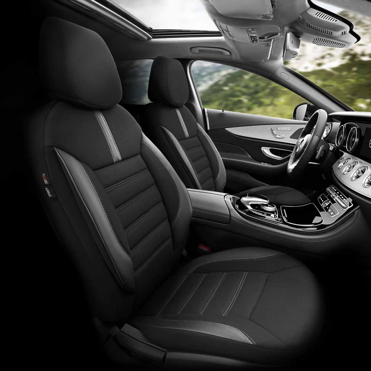 Komplet pokrowców na fotele samochodowe OTOM LIMITED 102 BLACK/GREY 3-ZIP — ujęcie 12