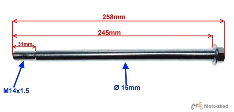 Oś koła tył ø15 × 245 Neken Shaft Street — Zipp Neken / Benzer Shaft — ujęcie 2
